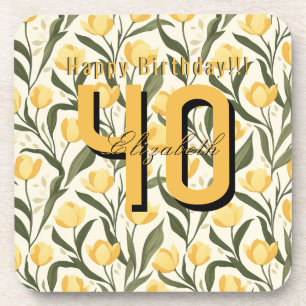 Dessous-de-verre Fleur de Tulipe Personnalisée 70e Anniversaire
