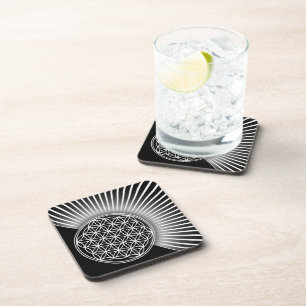 Dessous-de-verre Fleur de vie / Blume des Lebens - blanc plat