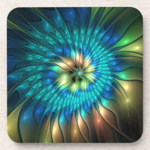 Dessous-de-verre Fleur d'Imaginaire lumineux, Fractale Abstraite co