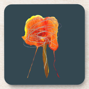 Dessous-de-verre Fleur florale gribouillante Abstraite art moderne