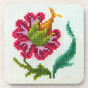 Dessous-de-verre Fleur lumineuse brodée par main 3