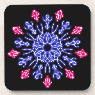 Dessous-de-verre Fleur néon bleue et rouge