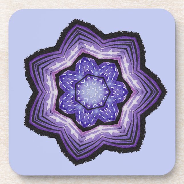Dessous-de-verre Fleur violette Belle Art Abstrait (Devant)