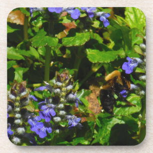 Dessous-de-verre Fleur violette et abeille boursouflante