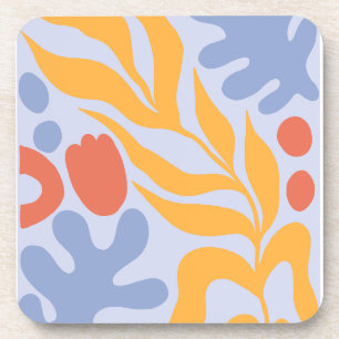 Dessous-de-verre fleuri printanier jaune et bleu