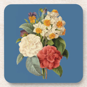 Dessous-de-verre Fleurs anciennes, camélias et narcisses, Redoute