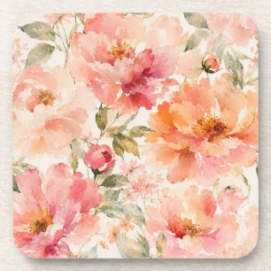 Dessous-de-verre Fleurs aquarelles romantiques chaudes d'été
