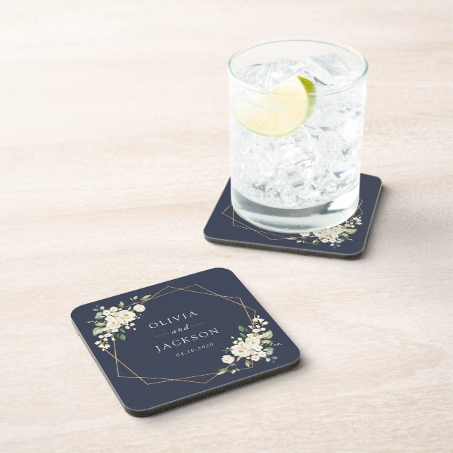 Dessous-de-verre Fleurs blanches, Fleurs de crème, Verdure, Mariage (Côté Droit)