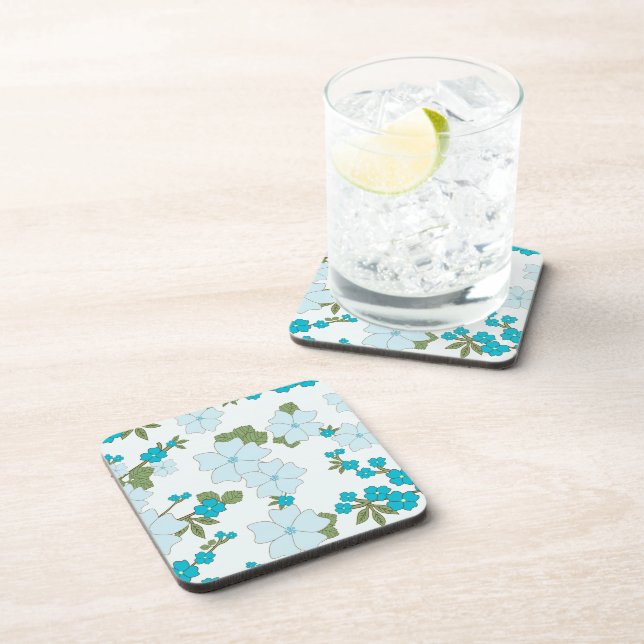 Dessous-de-verre Fleurs Bleues, Motif Floral, Motif De Fleurs (Côté Droit)