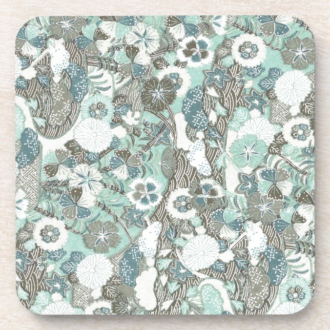 Dessous-de-verre Fleurs Brown bleues Abstraites (Devant)