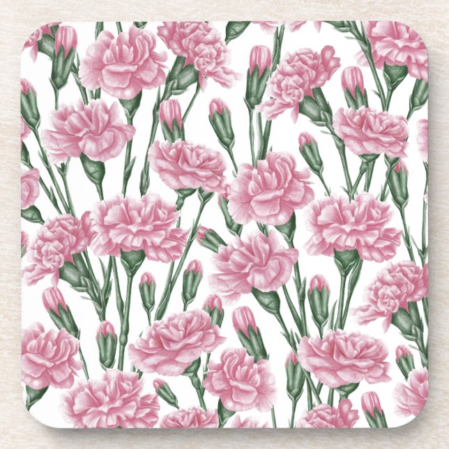 Dessous-de-verre Fleurs carnations roses (Devant)