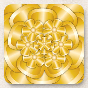 Dessous-de-verre Fleurs Chrome - Plat de boisson dorée