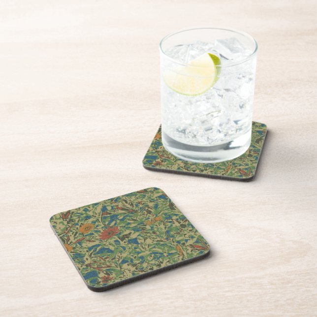 Dessous-de-verre Fleurs contre le motif de camouflage de feuille (Côté Droit)