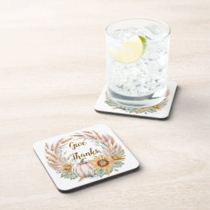 Dessous-de-verre Fleurs de citrouille pastel automne sur mesure