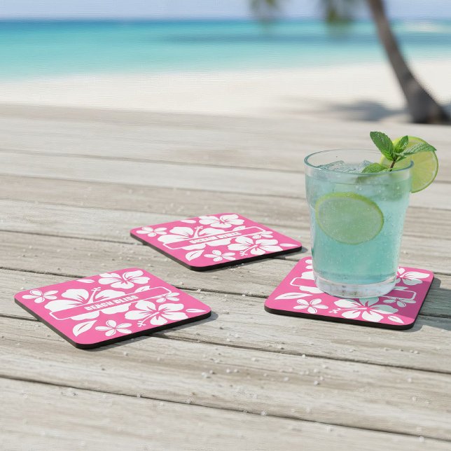 Dessous-de-verre Fleurs de plage rose tropicale (tropical pink coasters)