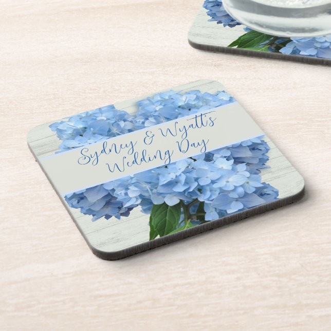 Dessous-de-verre Fleurs d'hydrangée bleu clair (Côté gauche)