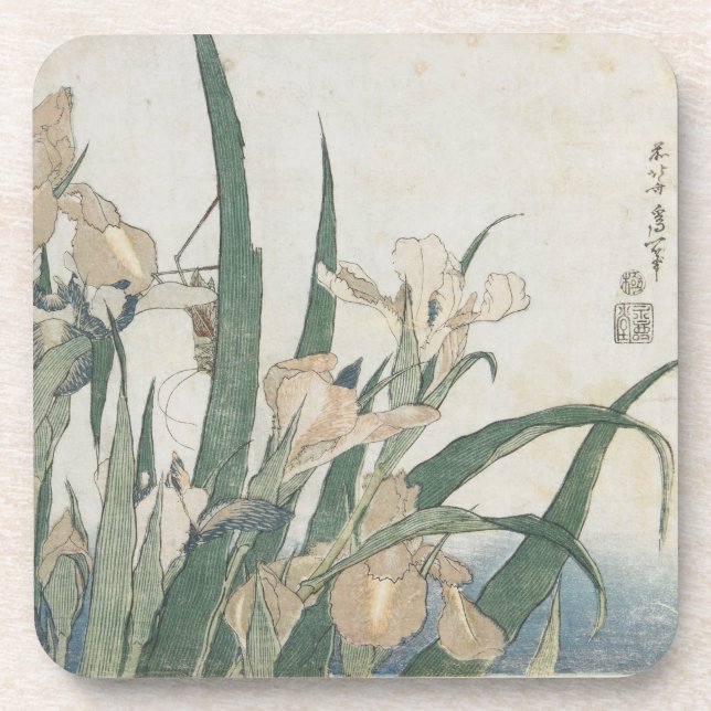 Dessous-de-verre Fleurs d'iris et sauterelle, c.1830-31 (Devant)