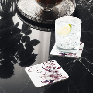 Dessous-de-verre Fleurs d'orchidées blanches et magenta personnalis