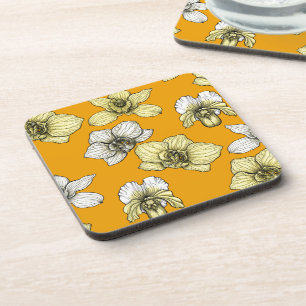 Dessous-de-verre Fleurs d'orchidées jaune et blanc