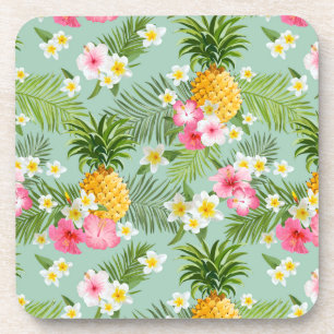 Dessous-de-verre Fleurs et ananas tropicaux