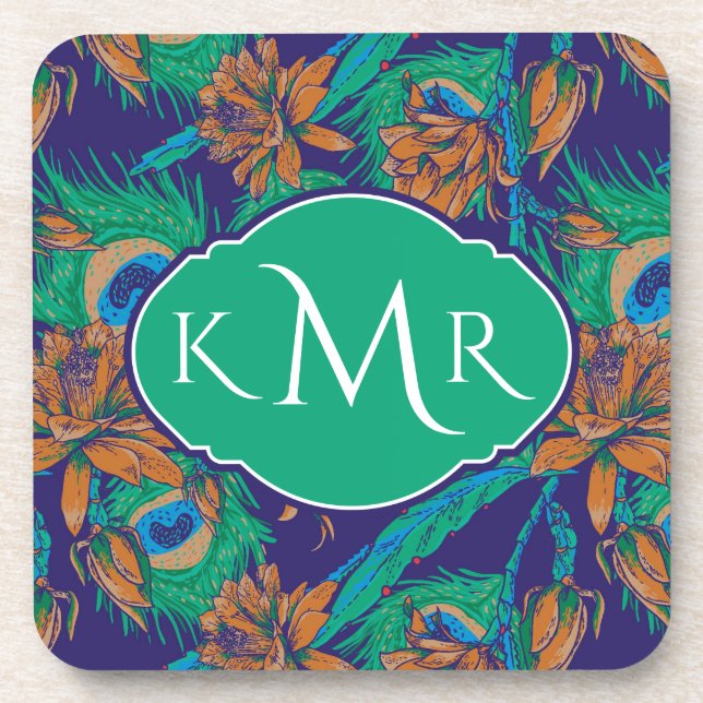 Dessous-de-verre Fleurs et monogramme des plumes | (Devant)