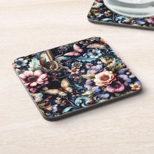Dessous-de-verre Fleurs et papillons de printemps antiques