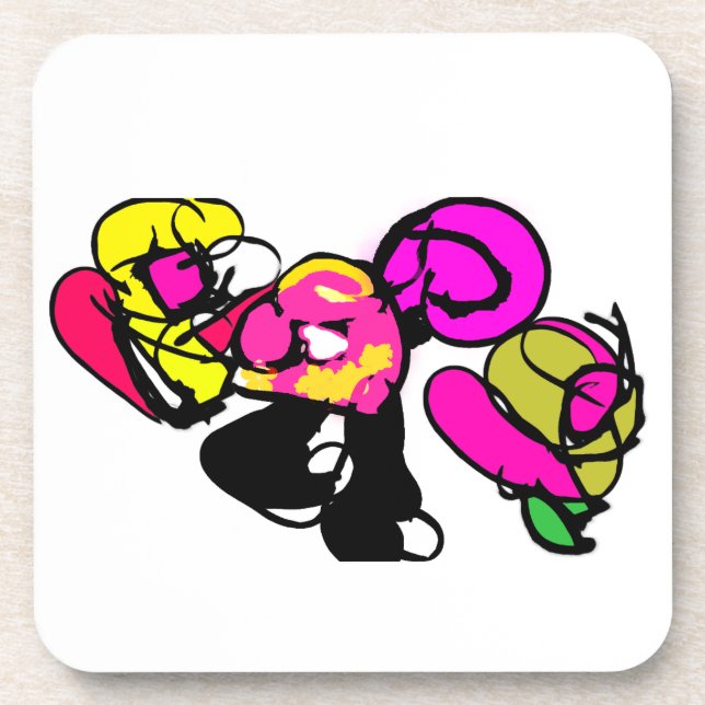Dessous-de-verre Fleurs flamingo roses et joie (Devant)