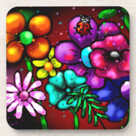Dessous-de-verre Fleurs florales de style graffiti à la Whimsical L