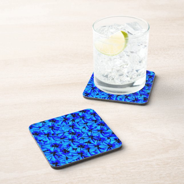 Dessous-de-verre Fleurs Frangipani Deux Tons Bleus, (Côté Droit)