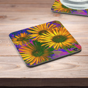 Dessous-de-verre Fleurs Jaunes Élégant Art Floral Joli Moderne