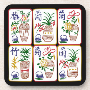 Dessous-de-verre Fleurs Mah Jongg et un cercle