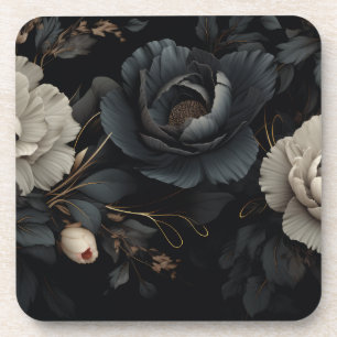 Dessous-de-verre Fleurs noires et blanches