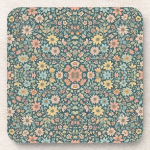 Dessous-de-verre Fleurs pastel avec un arrière - plan foncé