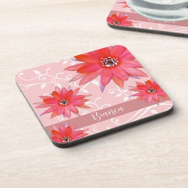 Dessous-de-verre Fleurs rouges Whimsical Feuilles Tourbillonnant Aj (Côté gauche)