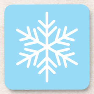 Dessous-de-verre Flocon de neige bleu clair Arrière - plan blanc no