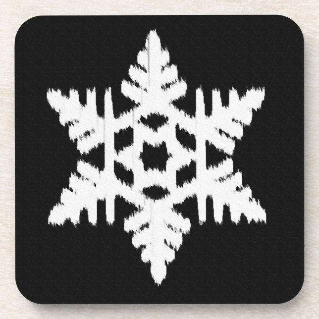 Dessous-de-verre Flocon de neige Ikat - Noir et blanc (Devant)