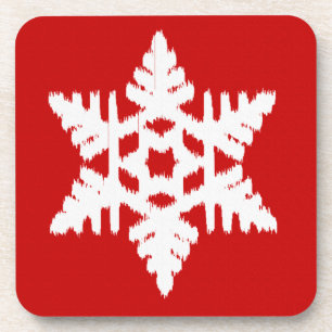Dessous-de-verre Flocon de neige Ikat - Rouge foncé et blanc