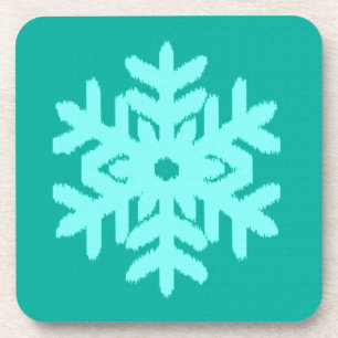Dessous-de-verre Flocon de neige Ikat - Turquoise et aqua
