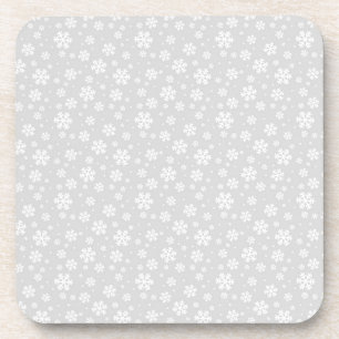 Dessous-de-verre Flocons blancs sur motif d'hiver argenté