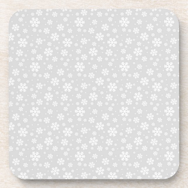 Dessous-de-verre Flocons blancs sur motif d'hiver argenté (Devant)