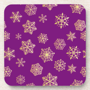 Dessous-de-verre Flocons d'or sur fond violet