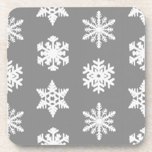 Dessous-de-verre Flocons Ikat - Gris Charbon et Blanc