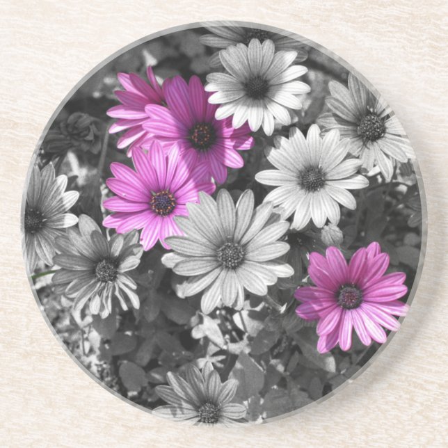 Dessous de verre Floral aux marguerites violettes  (Devant)