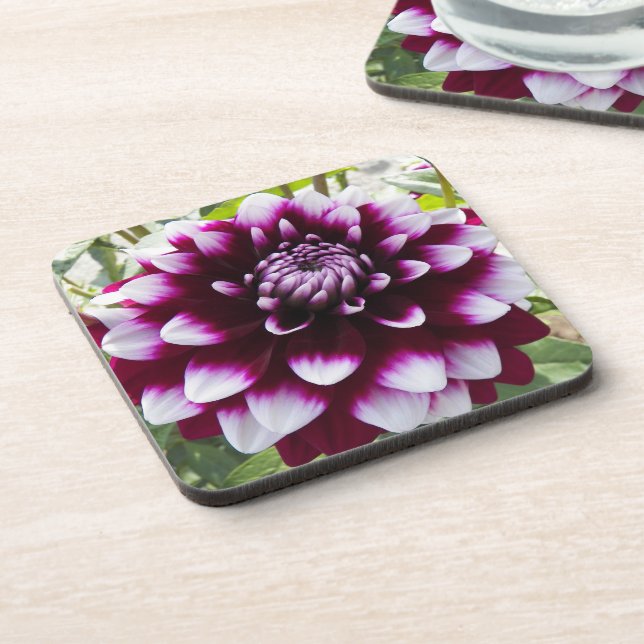 Dessous-de-verre Floral Dahlia rose et blanc (Côté gauche)