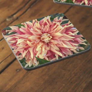 Dessous-de-verre Floral Dahlia rouge et jaune
