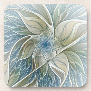 Dessous-de-verre Floral Dream Motif Abstrait Blue Khaki Fractal
