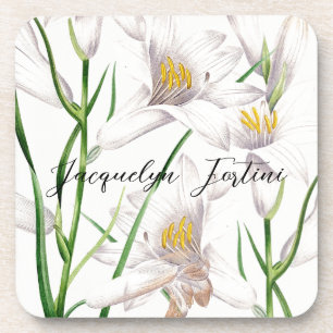Dessous-de-verre Floral Elegant Chic Cute Calligraphie Ajouter Nom