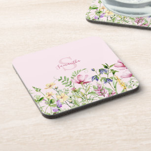 Dessous-de-verre Floral Fleur sauvage rose Personnalisé