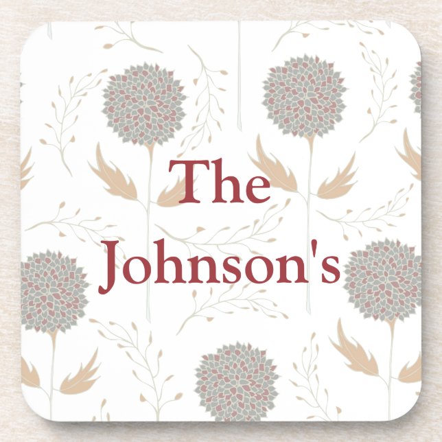 Dessous-de-verre Floral Grey et Bourgogne (Devant)