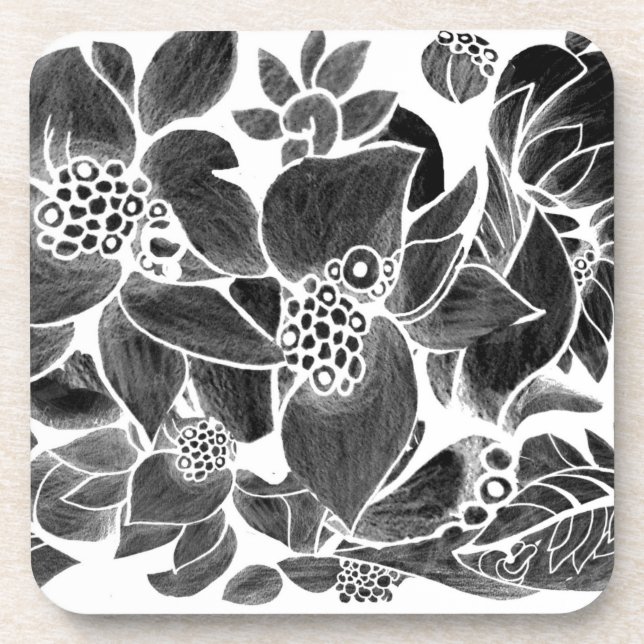 Dessous-de-verre Floral noir blanc (Devant)